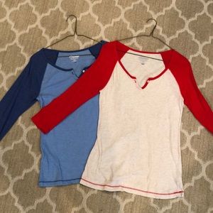 Lot of 2 Old Navy Vintage 3/4 sleeve Baseball T, S